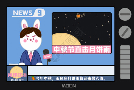 红西装兔子中秋节月球新闻GIF高清图片