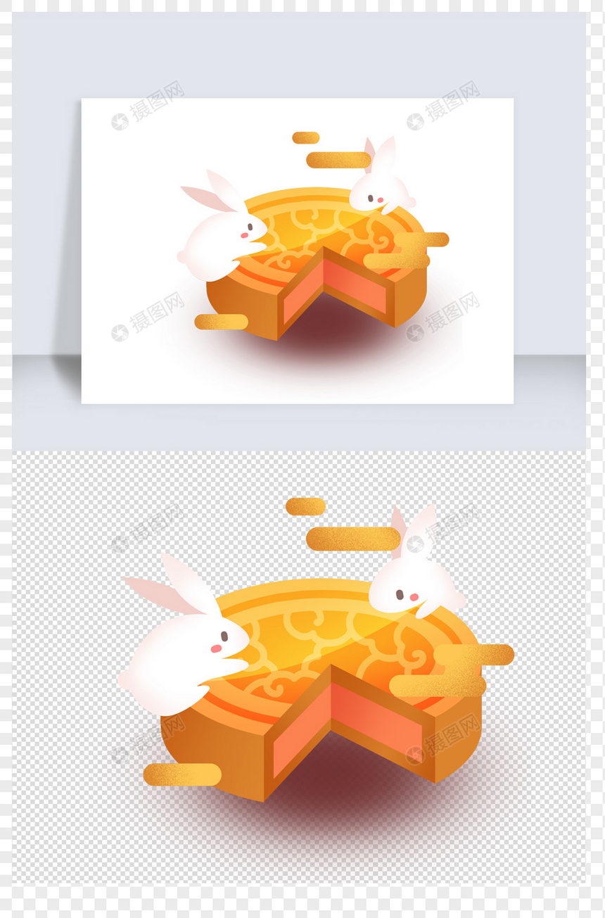 中秋月饼玉兔素材图片