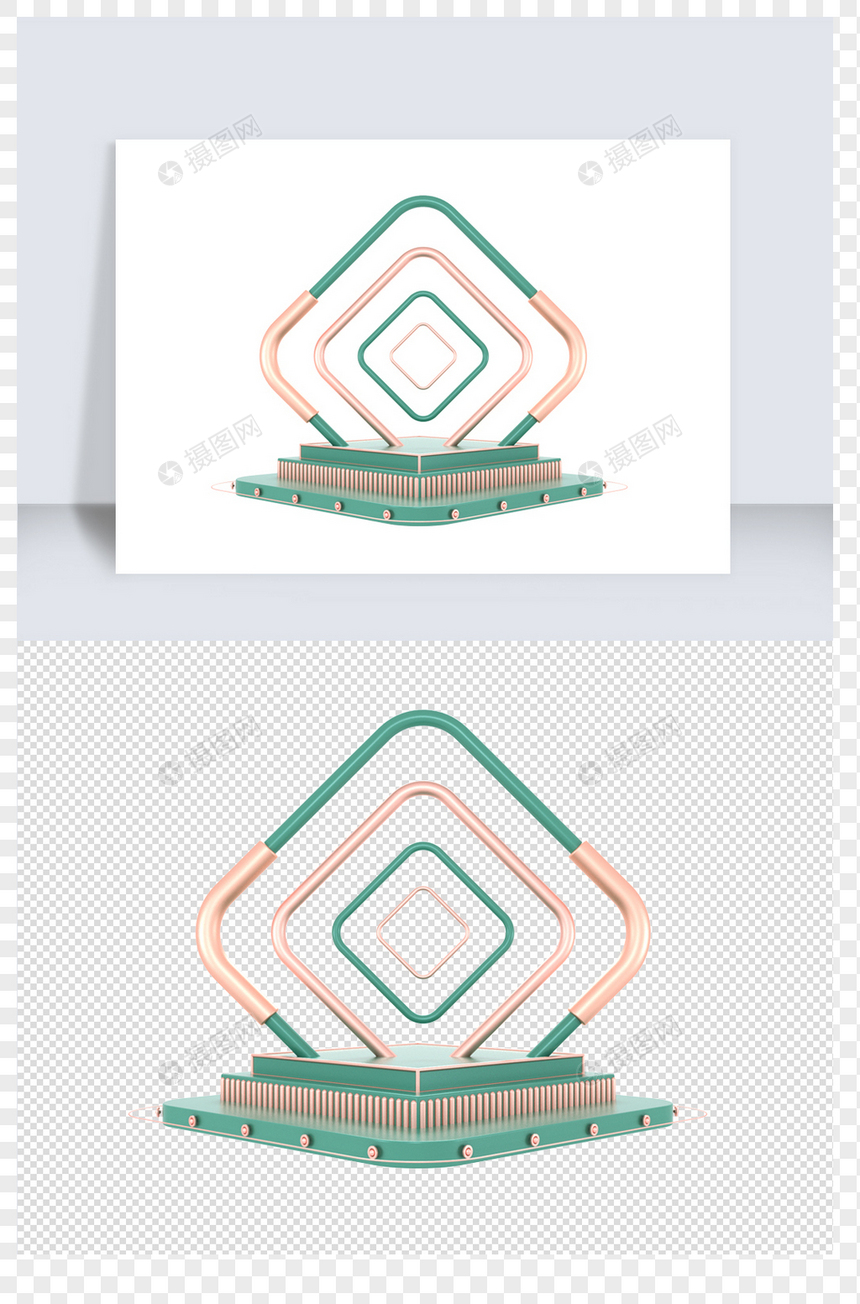 绿色清新C4D立体底座元素图片