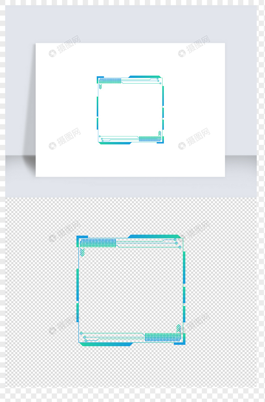 蓝绿渐变科技感十足边框（一）图片