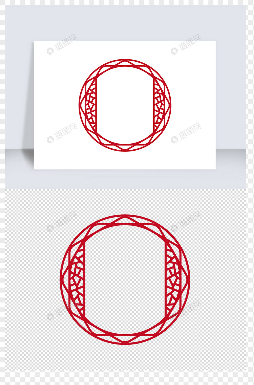 中式红色圆形边框矢量元素（三十六）图片