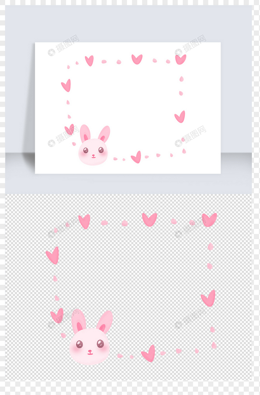 手绘卡通可爱兔子装饰对话框图片