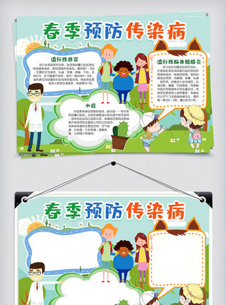 中国古羌城春季传染病手抄报小报模版模板