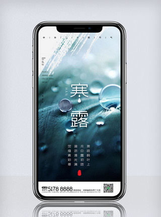 手机免费模板创意中国风二十四节气寒露手机海报模板