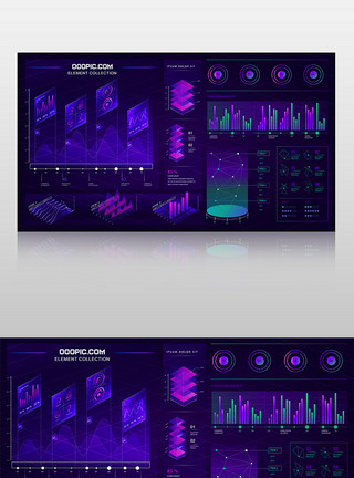 大数据展示平台可视化信息图表UI界面设计模板
