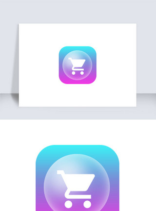 图标主题彩色渐变泡泡质感购物车手机主题UI图标模板