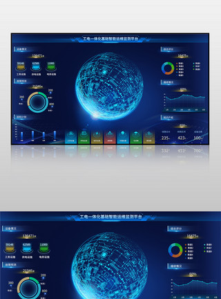 电芒蓝色工电一体化数据可视化界面模板