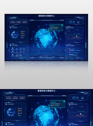 门禁安防智慧安防大数据中心可视化界面模板