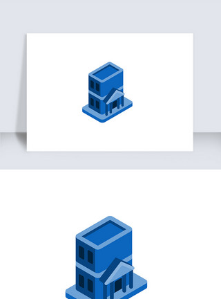 楼矢量蓝色2.5立体公司楼建筑矢量icon图标模板