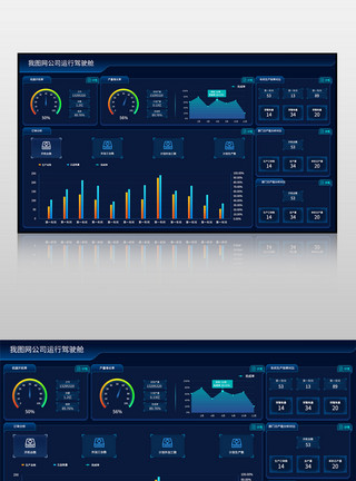 ps图素材网蓝色我图网公司运行驾驶舱可视化界面模板