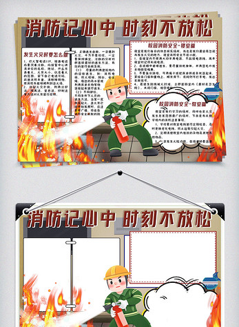 卡通消防安全知识手抄报小报电子模板图片