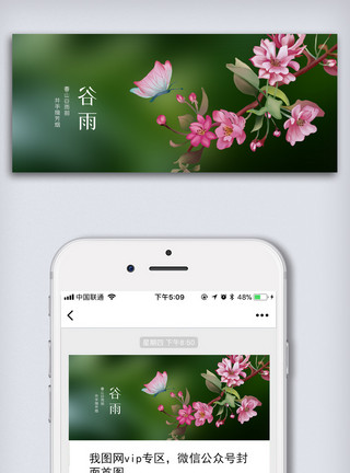 手机海报配图创意中国风二十四节气谷雨手机微信首图海报模板