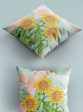 平铺桌布向日葵抱枕模板