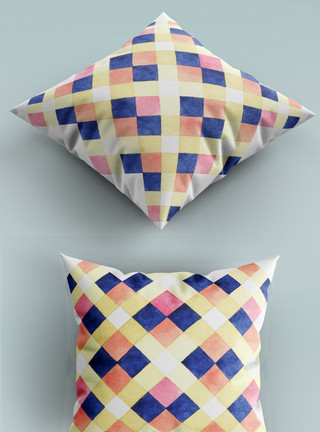彩色几何装饰彩色几何图抱枕模板