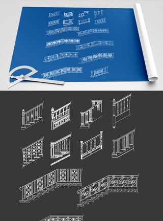 单体元素2021年cad楼梯移门节点元素设计模板