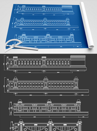 围护栏护栏CAD图纸素材模板
