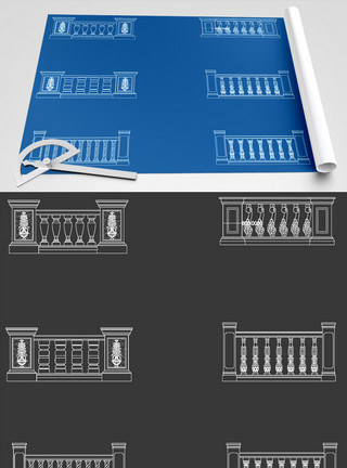 围护栏护栏CAD图纸素材模板