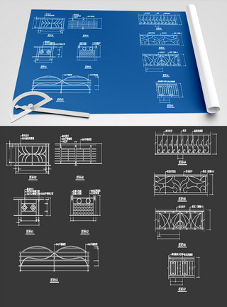 围护栏护栏CAD图纸素材模板