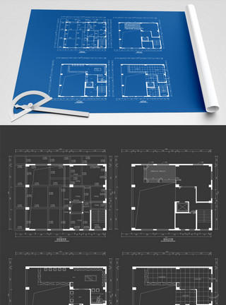 平层别墅2021年大面积户型图办公空间设计模板