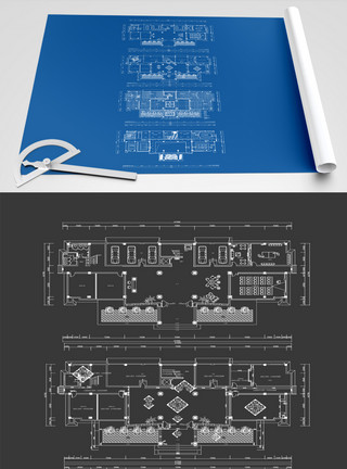 平层别墅大面积户型图办公空间设计模板