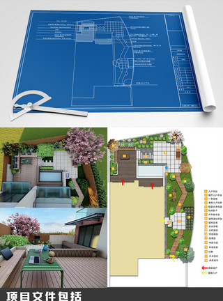 园林cad别墅园林户外全套方案设计图纸全案设计模板