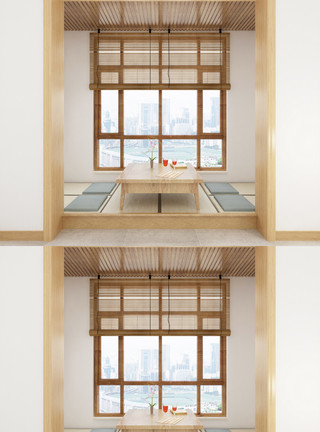 日式空间新中式日式家居窗户场景设计模板