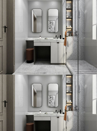 卫浴场景北欧卫浴空间效果图设计模板