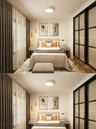 LOFT户型2020年loft北欧卧室空间场景设计模板