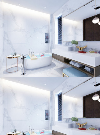 卫浴场景现代简约卫浴空间设计模板