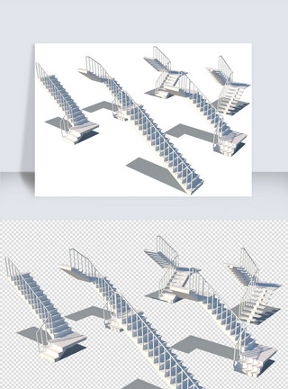 楼梯矢量电梯走廊楼梯阶梯SU模型模板