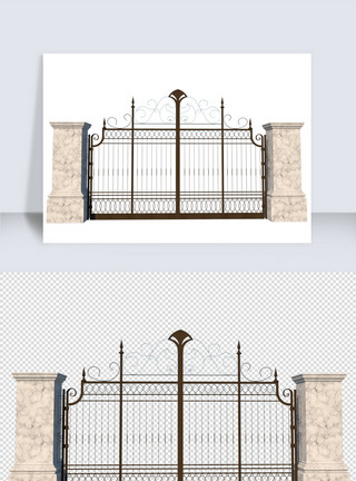 铁门欧式铁艺门SU模型模板