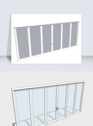 玻璃窗户背景透明五金SU窗户模型模板