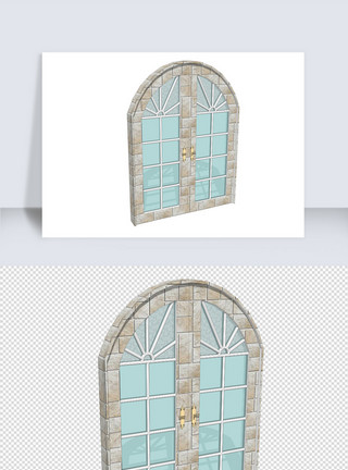 窗户五金窗户SU模型透明窗欧式落地窗模板
