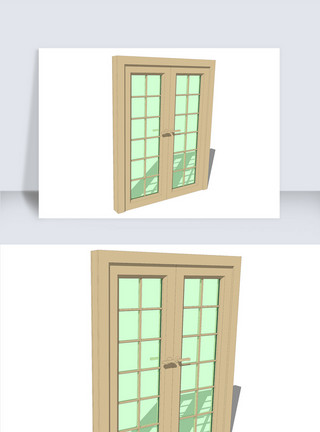 窗户五金窗户SU模型透明窗欧式落地窗模板