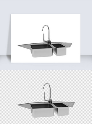 台上盆厨房洗菜盆水龙头单体模型设计模板