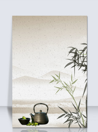 梅枝积雪元素中国风茶海报背景-模板