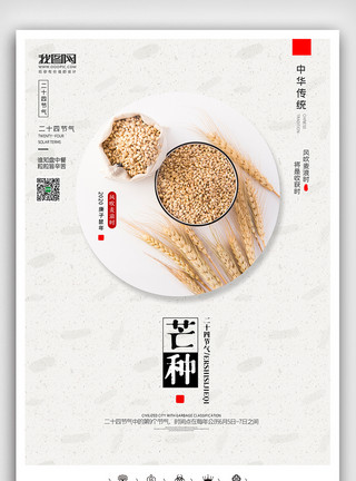 微信单图创意中国风二十四节气芒种时节户外海报展板模板