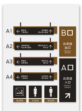 拥挤的公交地铁站导视牌导视系统模板