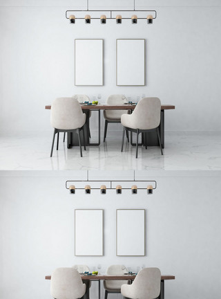 餐桌小清新白色背景北欧简约风格餐桌样机素材模板