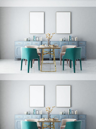 餐桌小清新现代餐桌餐椅样机设计模板
