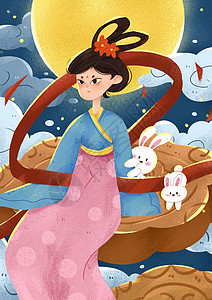 中秋节嫦娥玉兔和月饼图片