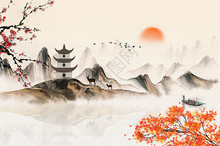 秋天中国风背景图片