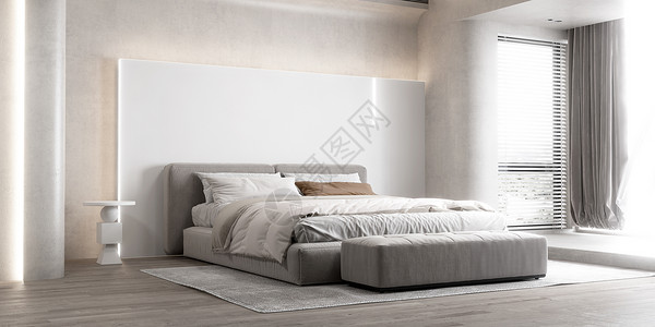 别墅卧室3D现代简约卧室设计图片