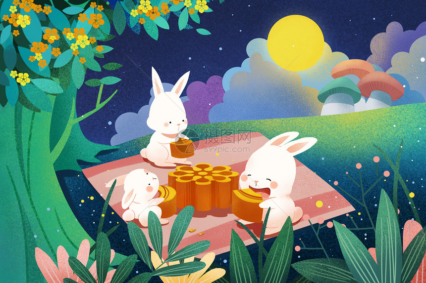 中秋节兔子派对图片