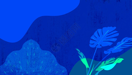蓝红欧美风花纹植物克莱因蓝设计图片