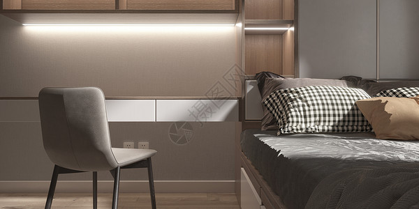别墅卧室3D现代简约家居场景设计图片