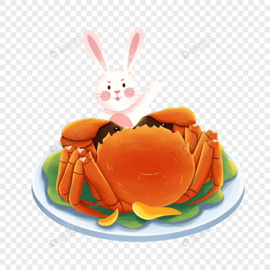吃螃蟹的玉兔图片