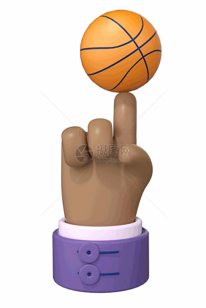 C4D立体3D篮球手势黏土GIF图片