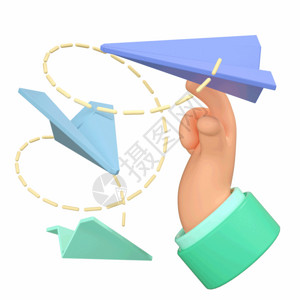 商务人手势立体3D商务信息手势纸飞机GIF高清图片