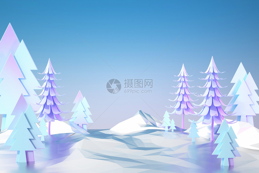 冬季树木立体场景图片